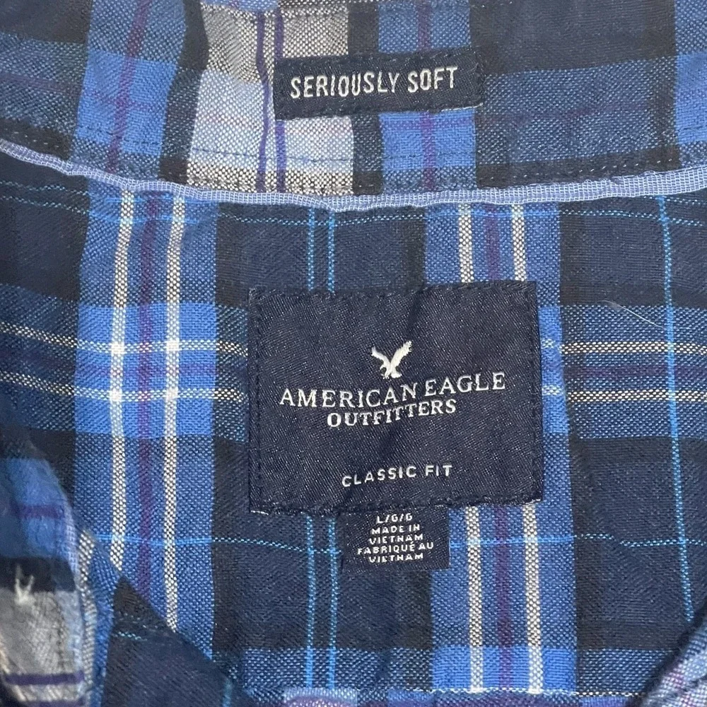 American Eagle Seriously Soft Plaid Flannel Shirt L